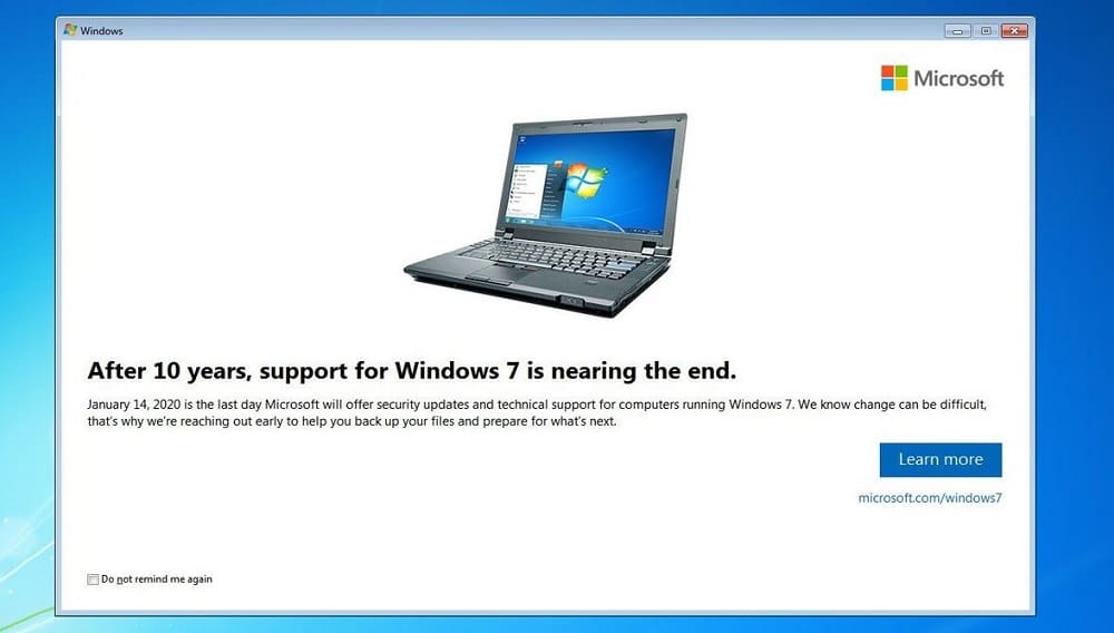 Fin des mises à jour de Windows 7 Fin du support Windows 7